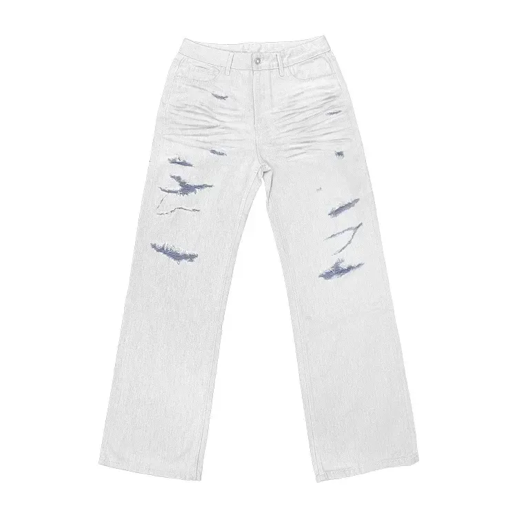 Distressed White Jeans